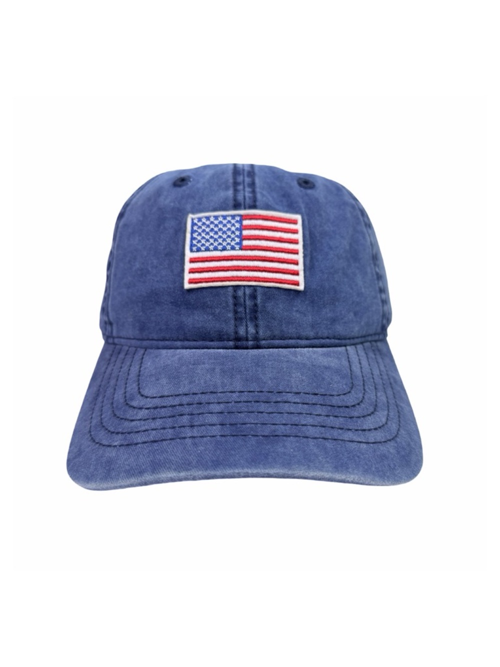 Infinity Headwear Denim Embroidered American Flag StrapBack Hat - OSFM